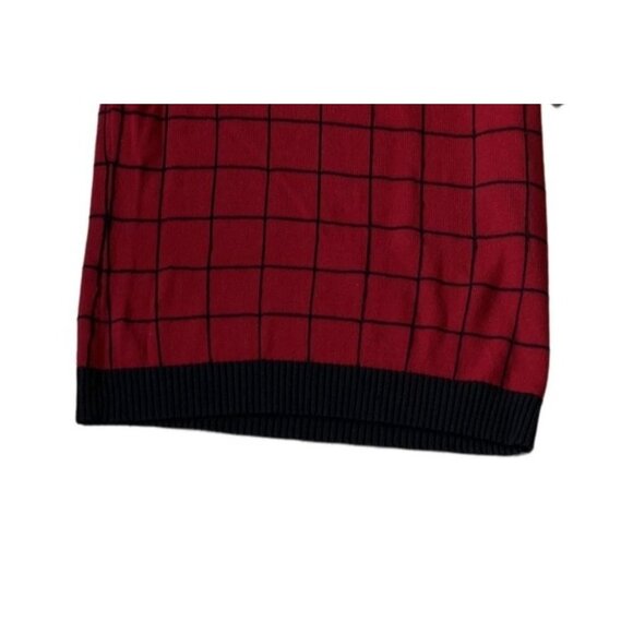 Chaps Womens Red & Black Plaid Short Sleeve Sweater L Fall WInter Festive - Picture 3 of 5